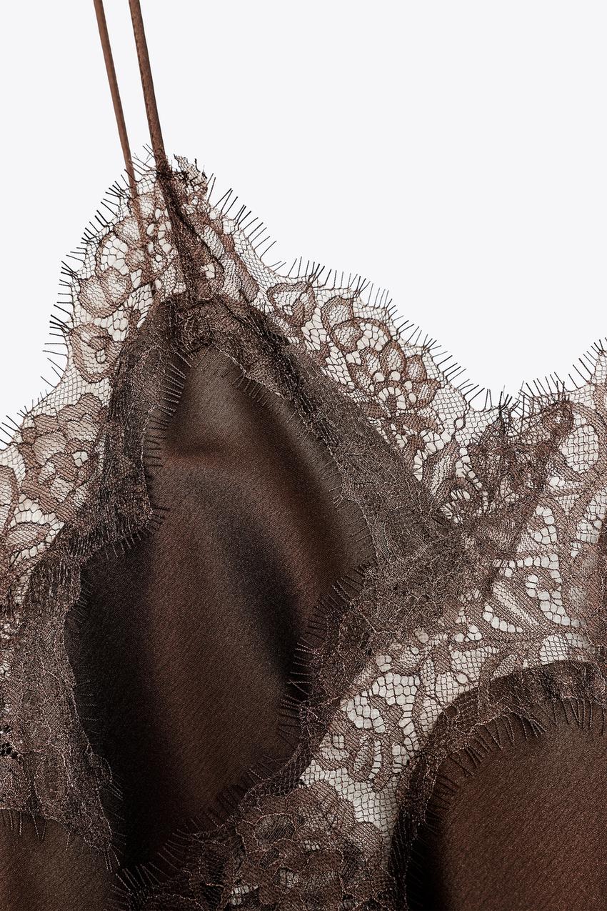 Lace - Trimmed Asymmetric Slip Dress