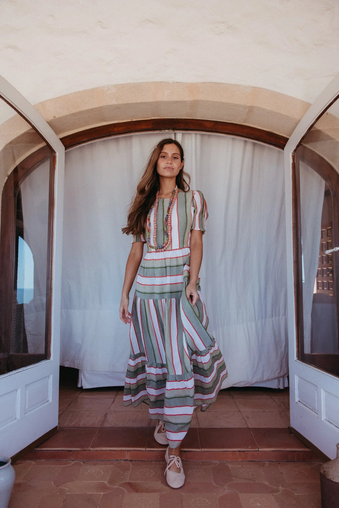 Striped Tiered Maxi Dress