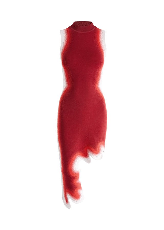 Gradient Asymmetric Hem Midi Dress