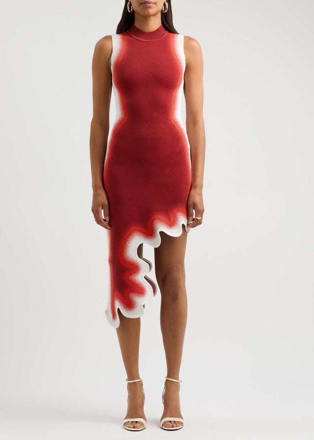 Gradient Asymmetric Hem Midi Dress
