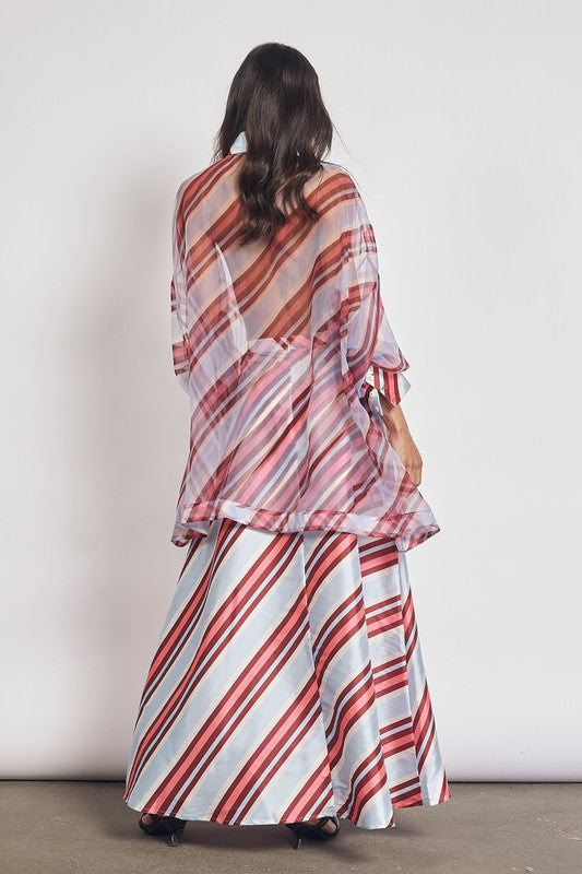 Blue Gray Striped Circle Set