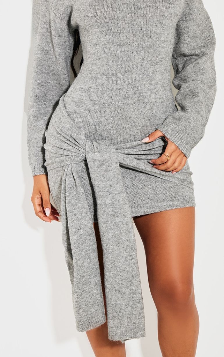 Grey Sexy Wrap Dress