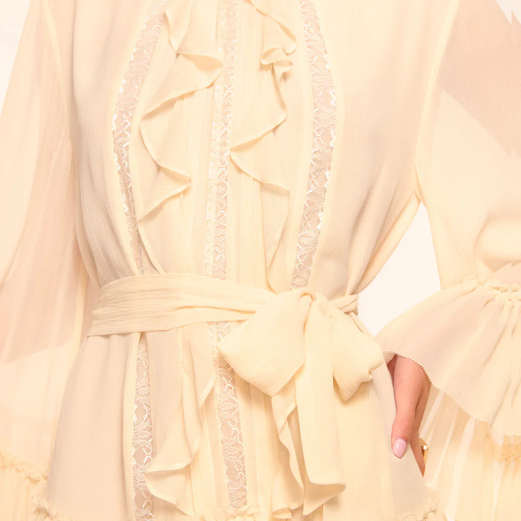 Silk chiffon pleated layered mini skirt