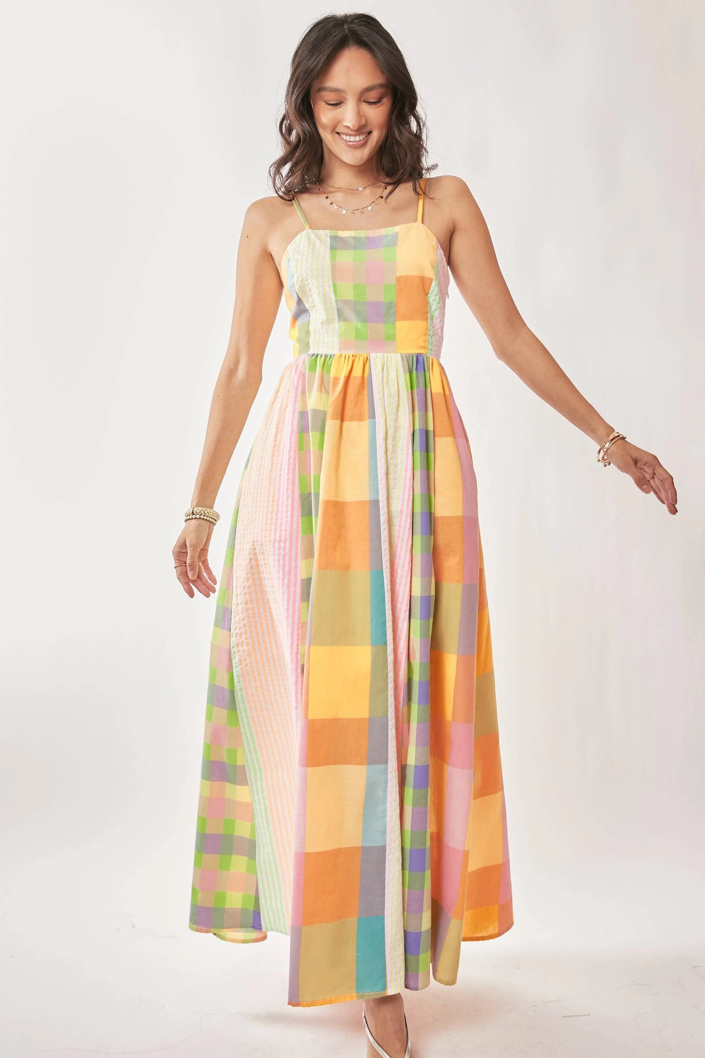 Rainbow Kiss Checkered Sundress
