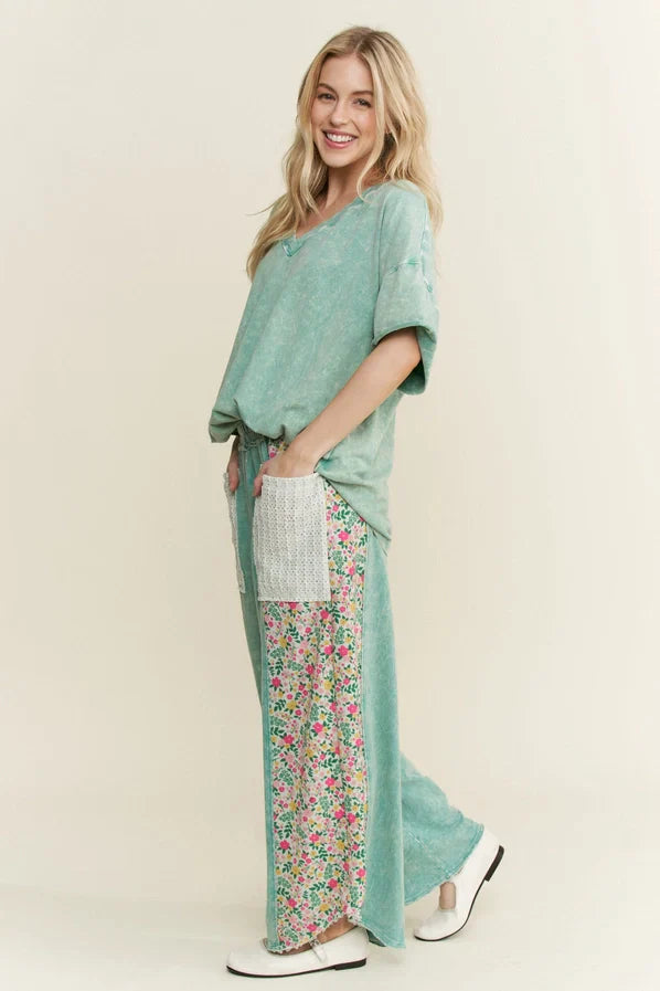 Mineral Wash Floral Side Pant