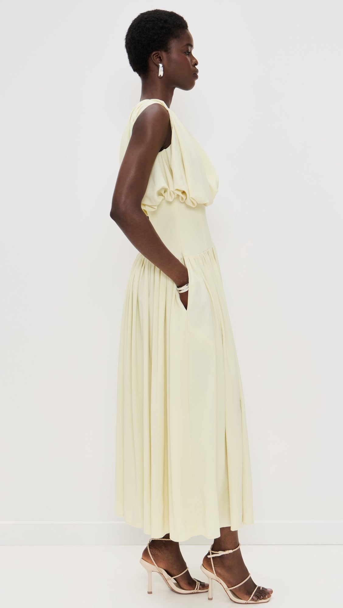 Celeste Draped Crepe Midi Dress