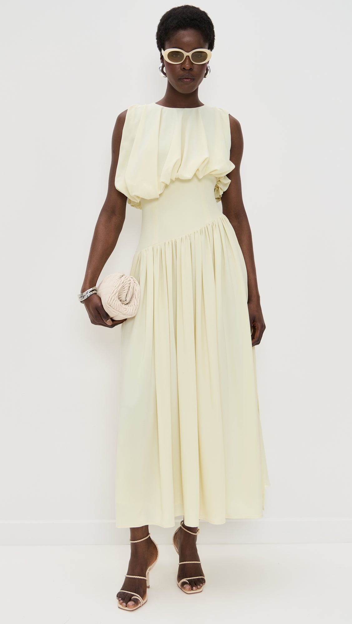Celeste Draped Crepe Midi Dress