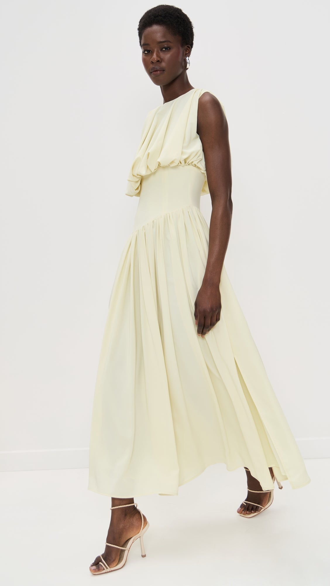Celeste Draped Crepe Midi Dress