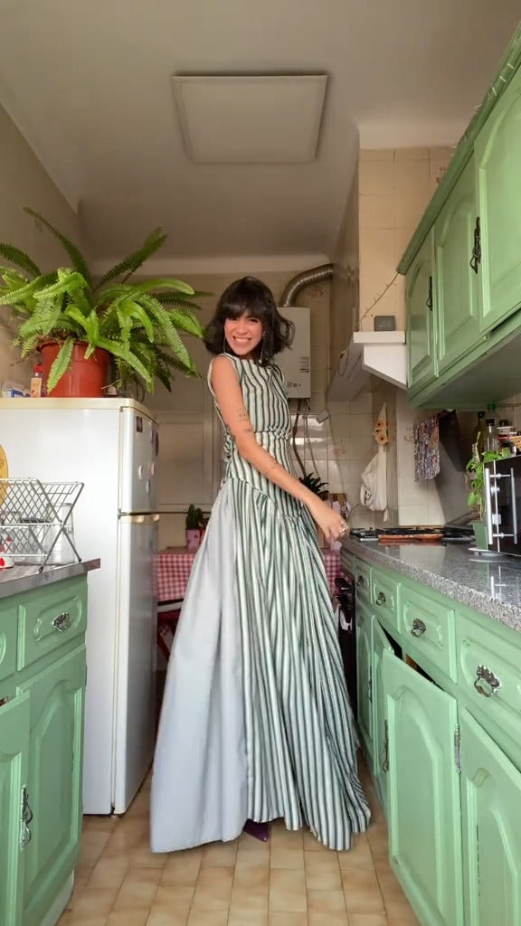 Chic Striped A - Line Maxi Dress