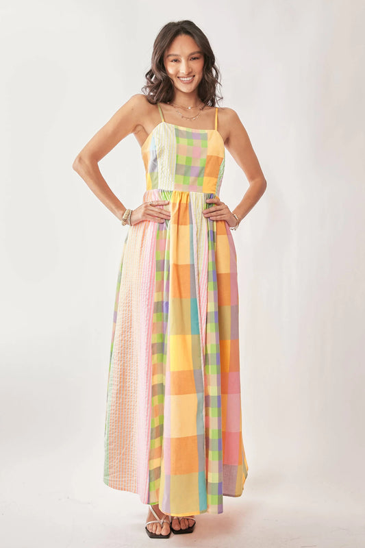 Rainbow Kiss Checkered Sundress