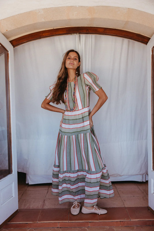 Striped Tiered Maxi Dress