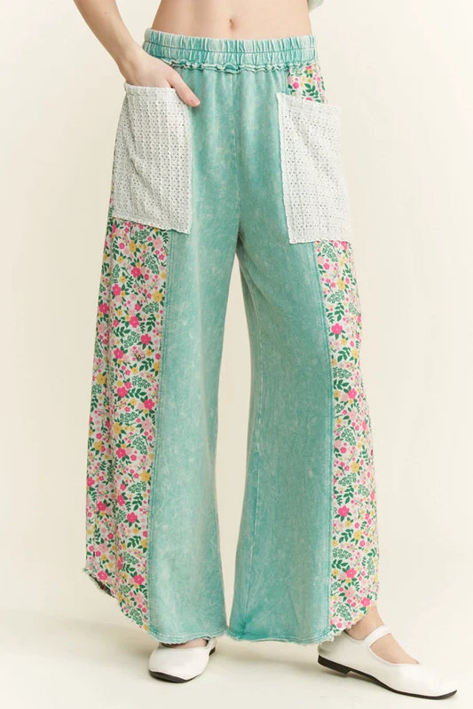 Mineral Wash Floral Side Pant