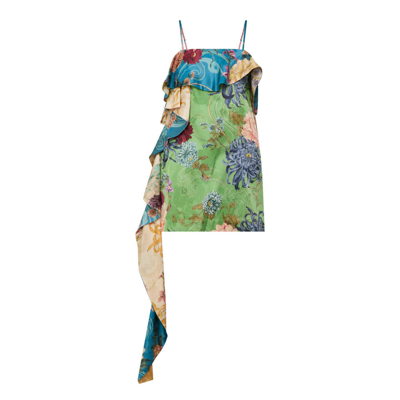 Tropical Flow Ruffle Dress