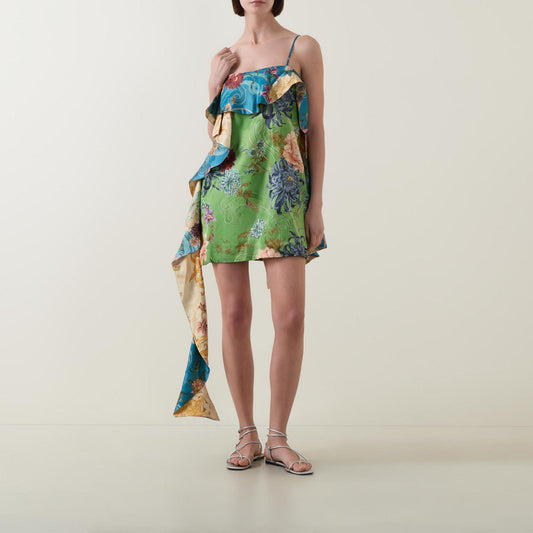 Tropical Flow Ruffle Dress