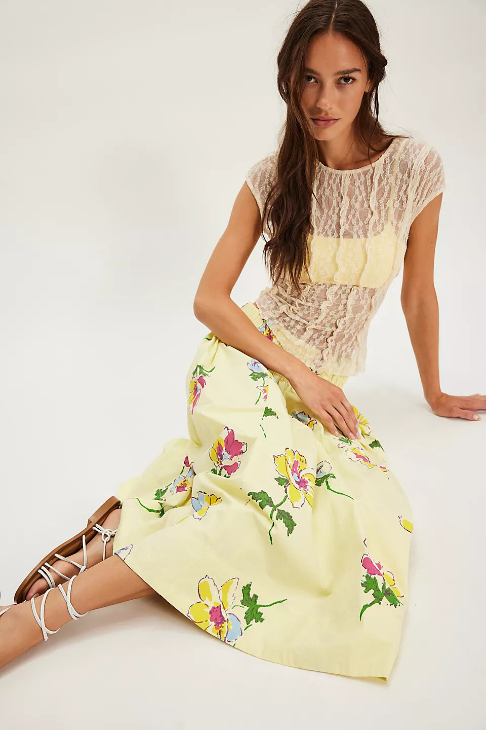 Floral Corset Top & Midi Skirt Set
