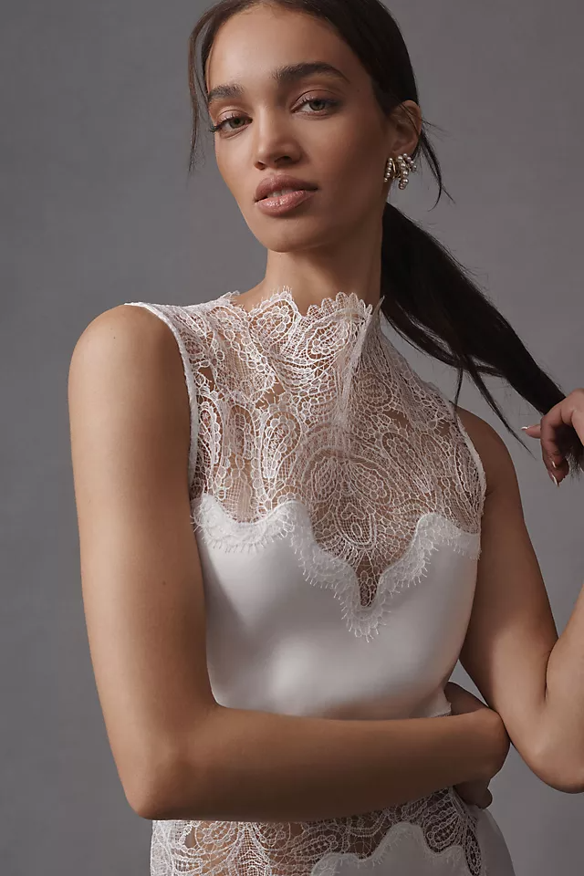 Joanna High Collar Lace Maxi Dress