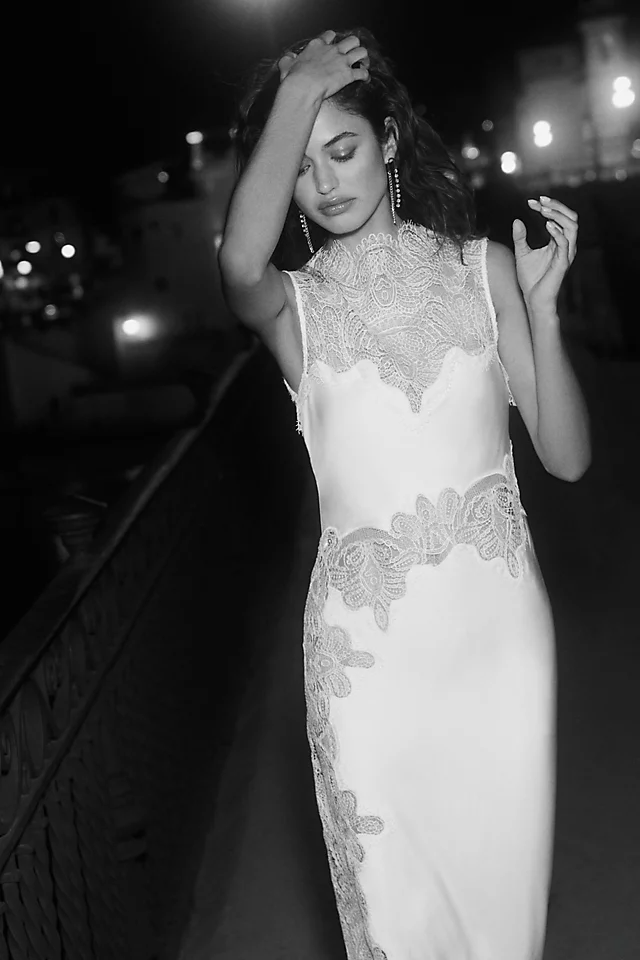 Joanna High Collar Lace Maxi Dress