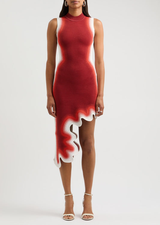 Gradient Asymmetric Hem Midi Dress