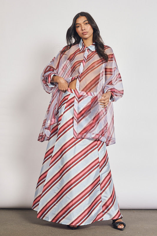 Blue Gray Striped Circle Set