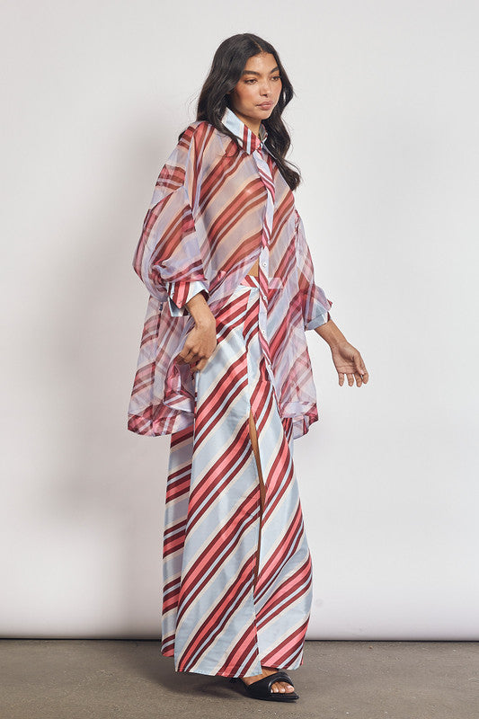 Blue Gray Striped Circle Set
