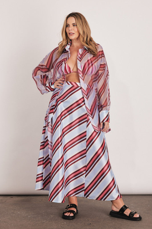 Blue Gray Striped Circle Set