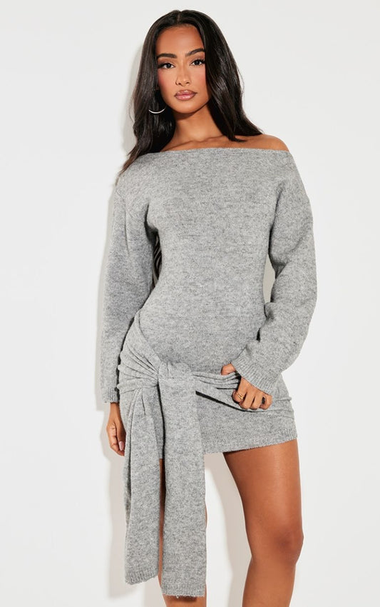 Grey Sexy Wrap Dress