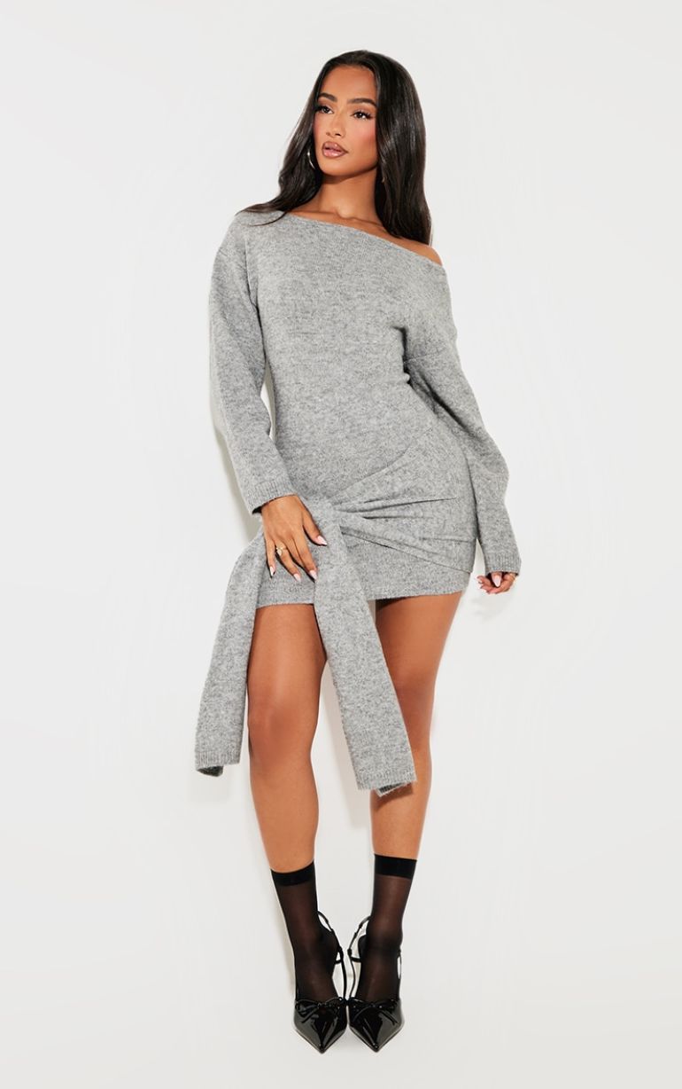 Grey Sexy Wrap Dress