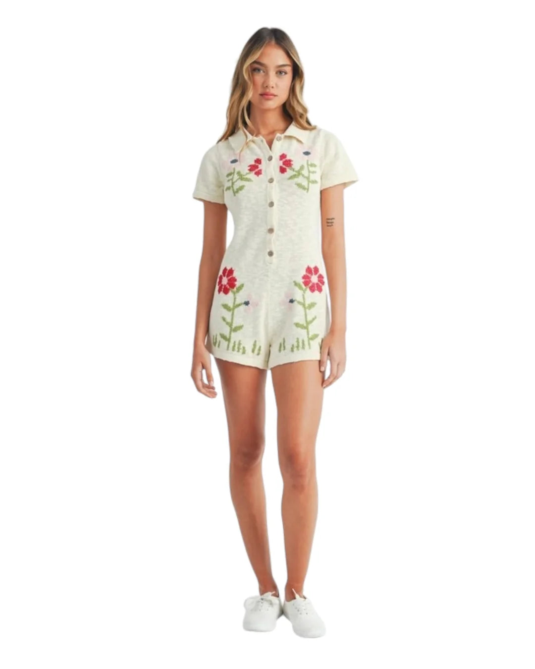 Embroidered Knit Jumpsuit