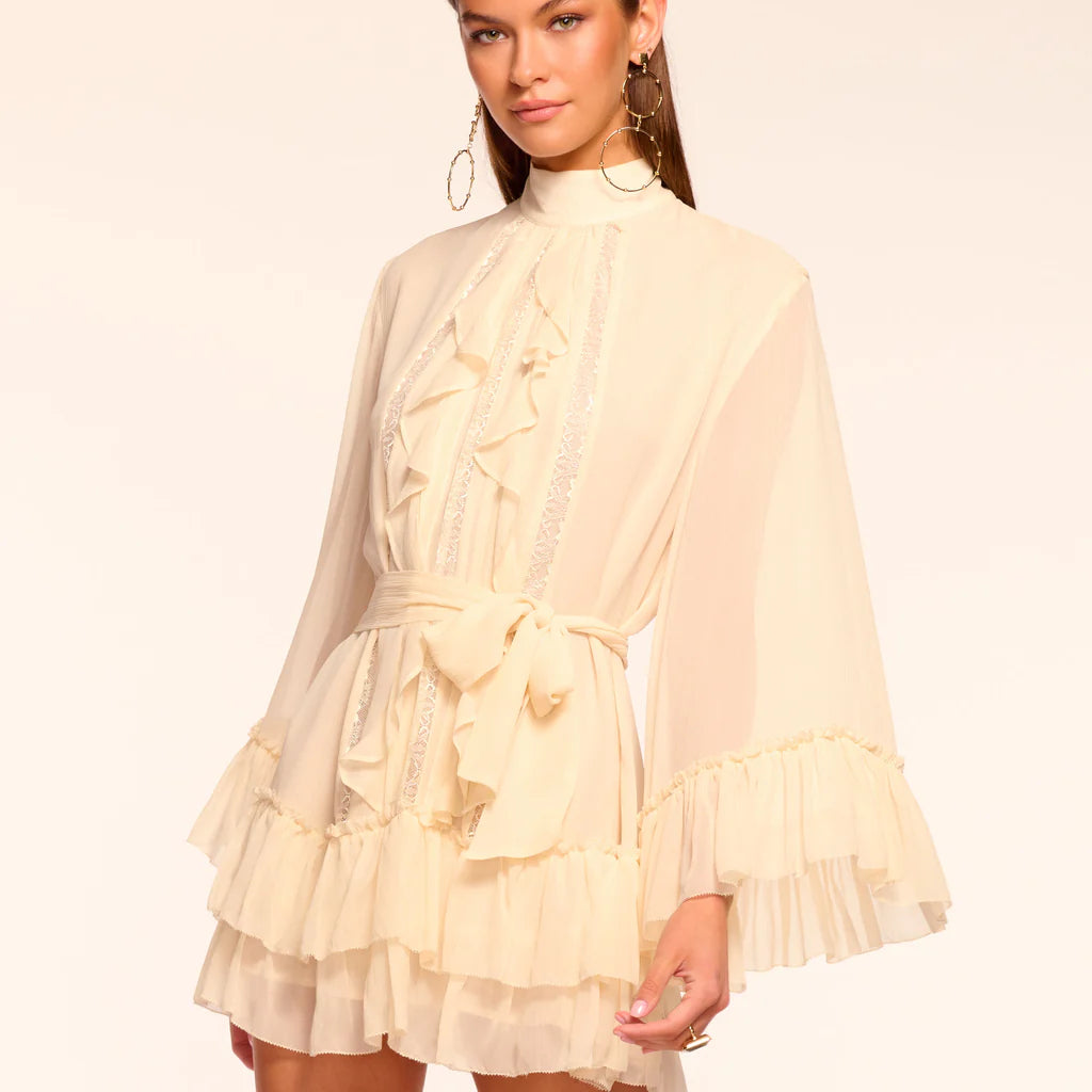 Silk chiffon pleated layered mini skirt