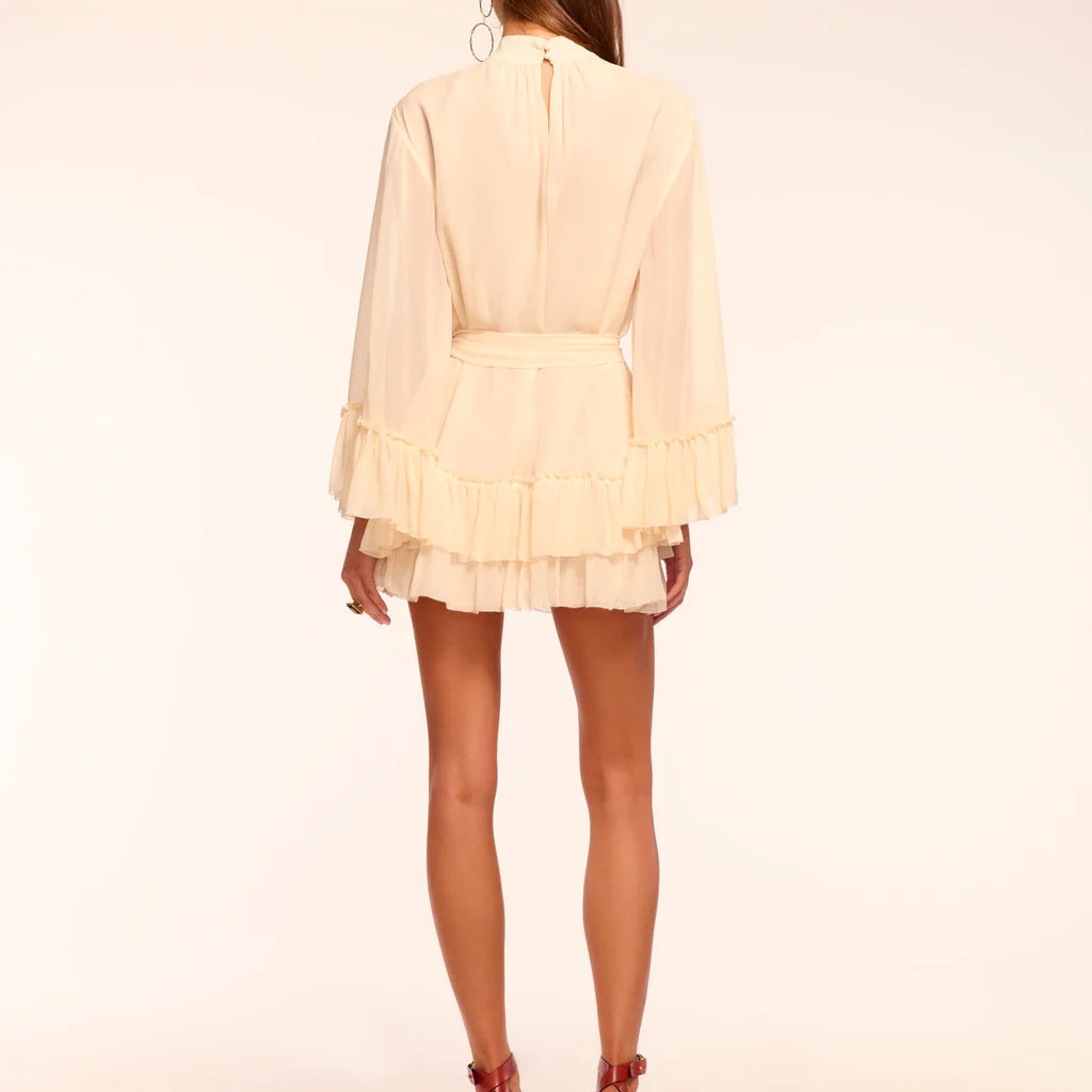 Silk chiffon pleated layered mini skirt
