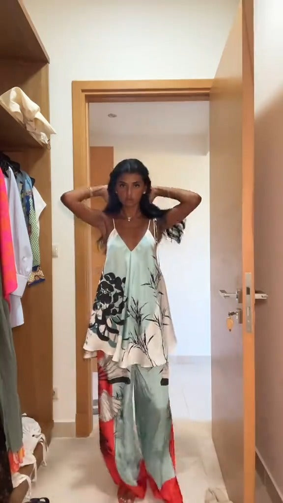 Chic Floral Cami & Wide-Leg Pants Set