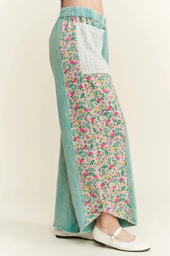 Mineral Wash Floral Side Pant