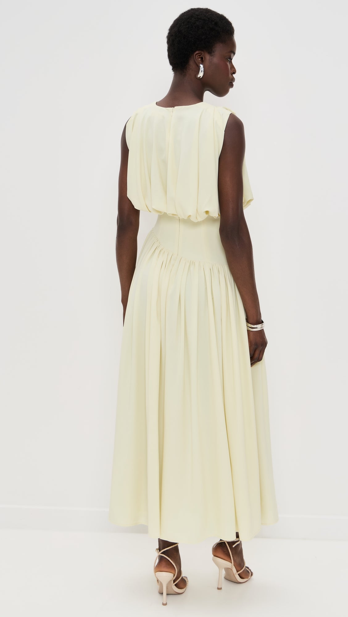 Celeste Draped Crepe Midi Dress