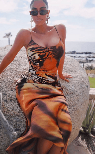 Wild Tiger Print Spaghetti Strap Dress