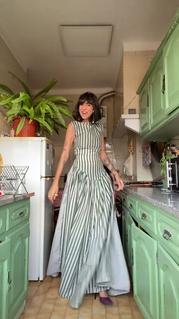 Chic Striped A - Line Maxi Dress