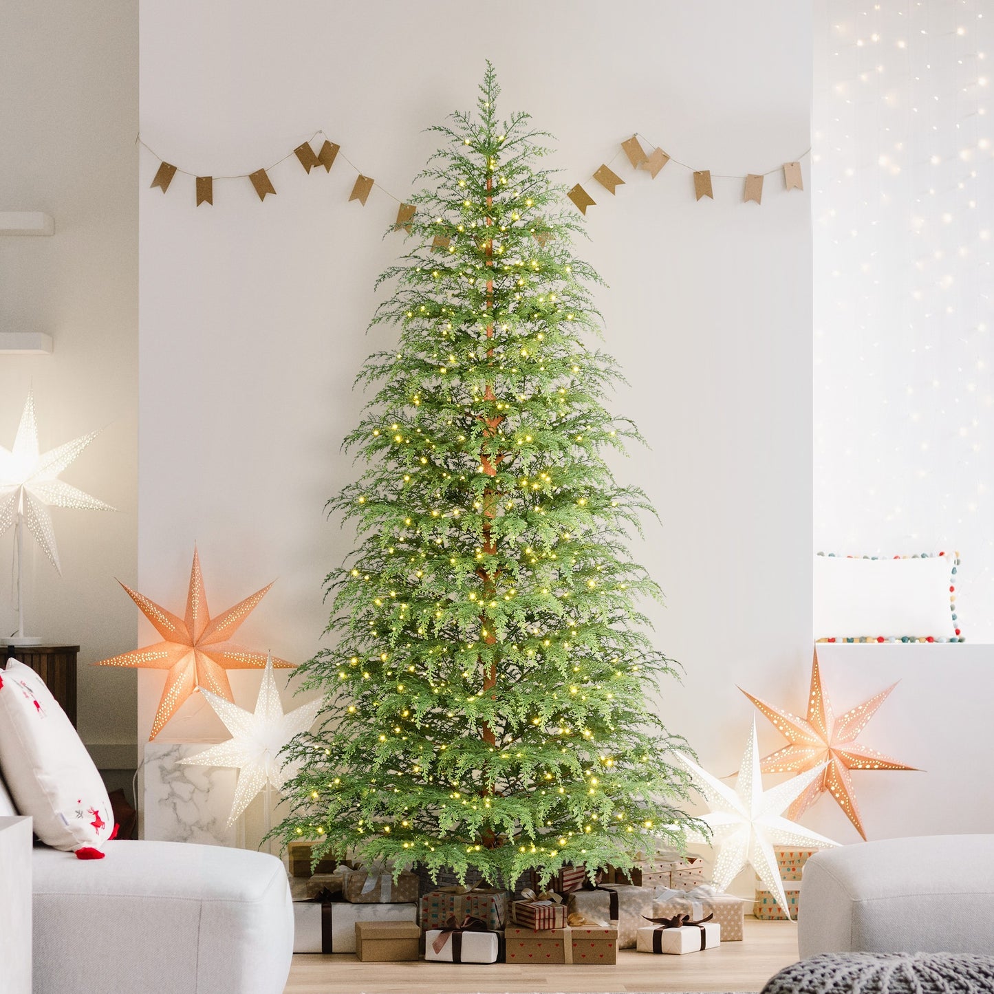 7.5ft Pre-Lit Cypress Artificial Christmas Tree