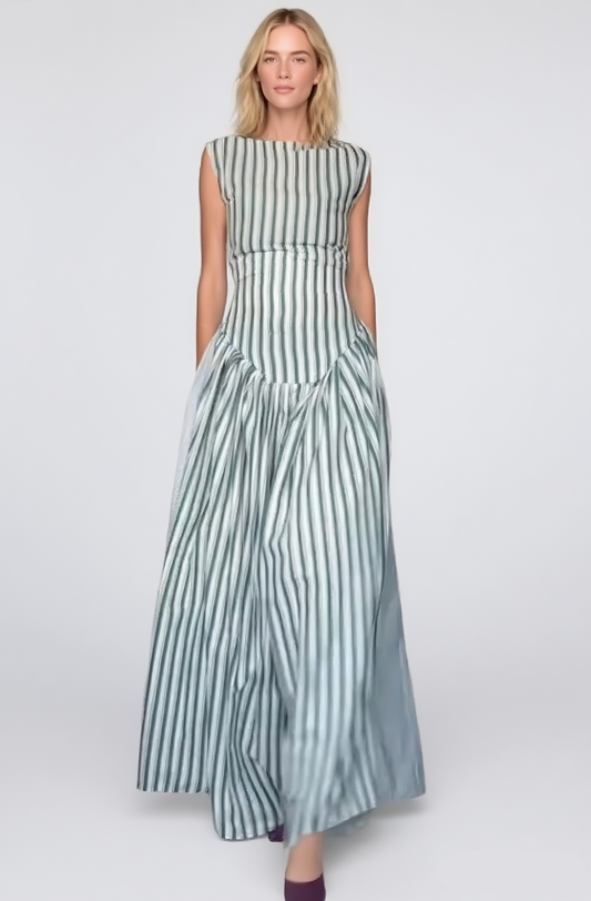 Chic Striped A - Line Maxi Dress